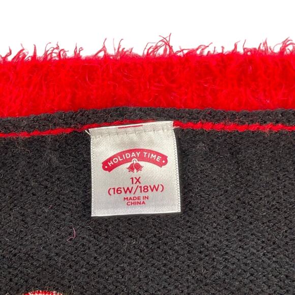 Feliz Navidad Sweater Womens 1X 16W 18W Embroidered Santa Reindeer Hot Peppers - Picture 11 of 14